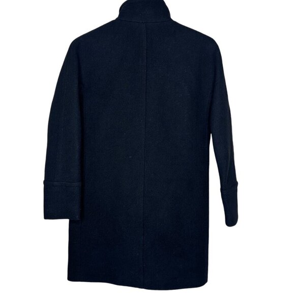 J. Crew Womens Wool Stadium Cloth Cocoon Coat Size 0 Black Capsule Minimalist - Picture 8 of 8